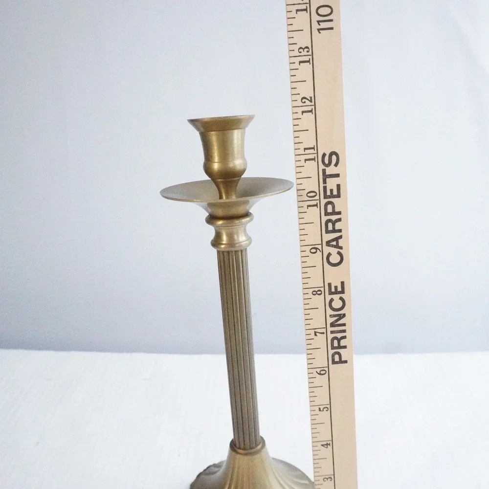 Vintage Brass Candlestick Holder Fluted‎ Column Ornate Base Made in India